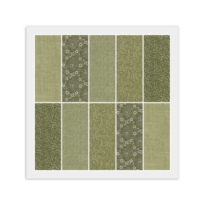 Green Sage Olive LAYER CAKE: 20) 10'' x 10'' Squares, 100% Cotton Fabric, Dups