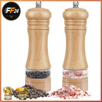 Salz- Und PfeffermüHle 2Er Set Holz Manuell Mit Acrylfenster 16,5Cm GewüRzmüHle