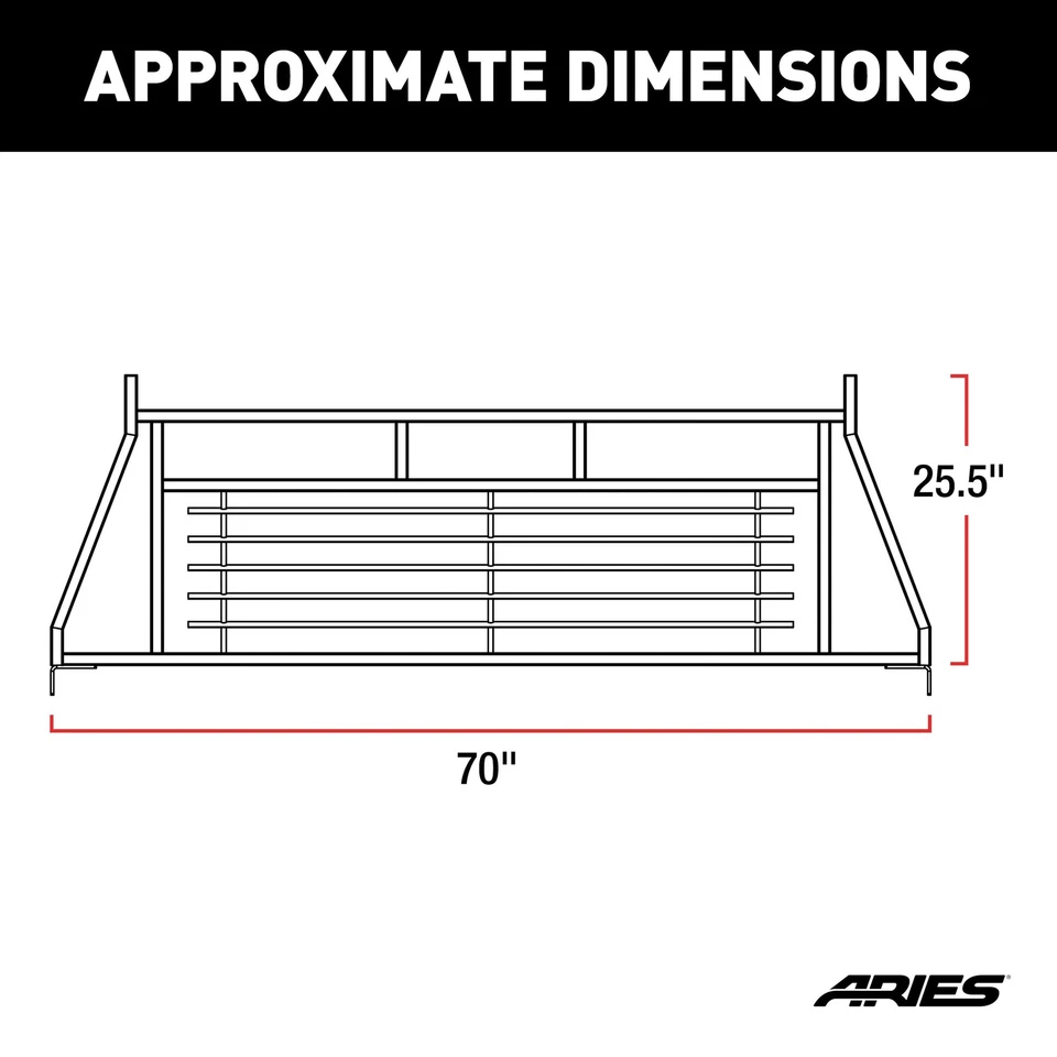 Aries Headache Rack Rear Window Protector Black for Select Silverado/Sierra 1500 - Imagem 3 de 4