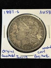 1887-S Morgan Silver Dollar - AU+ - Old Original Gun Metal Toning, Nice Bag Mark
