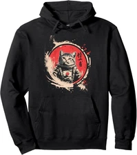 Astronaut Cat Space Cosmic Japanese Retro Pullover Hoodie