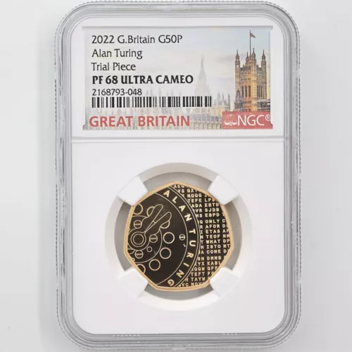 2022 Great Britain Alan Turing 50 Pence Gold Proof Coin NGC PF 68UC Trial Piece