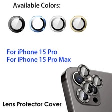 For iPhone 15 Pro/ PM - Metallic Aluminum Alloy Tempered Glass Camera Protector