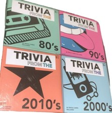Trivia Card Game 80's 90's 00's 10's 4-in-1 Decades Trivia Fun 160 Cards
