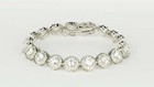 Halo Round Brilliant Cubic Zirconia Gems Sterling Silver Cz Tennis Bracelet Aaa