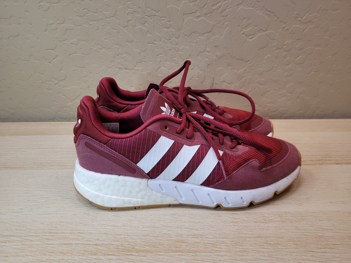 Mens Size 7 Adidas ZX 1K Boost Collegiate Burgundy Shoes Sneakers