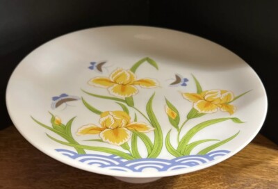 Vintage Seymour Mann Iris and Butterfly Pedestal Cake Stand