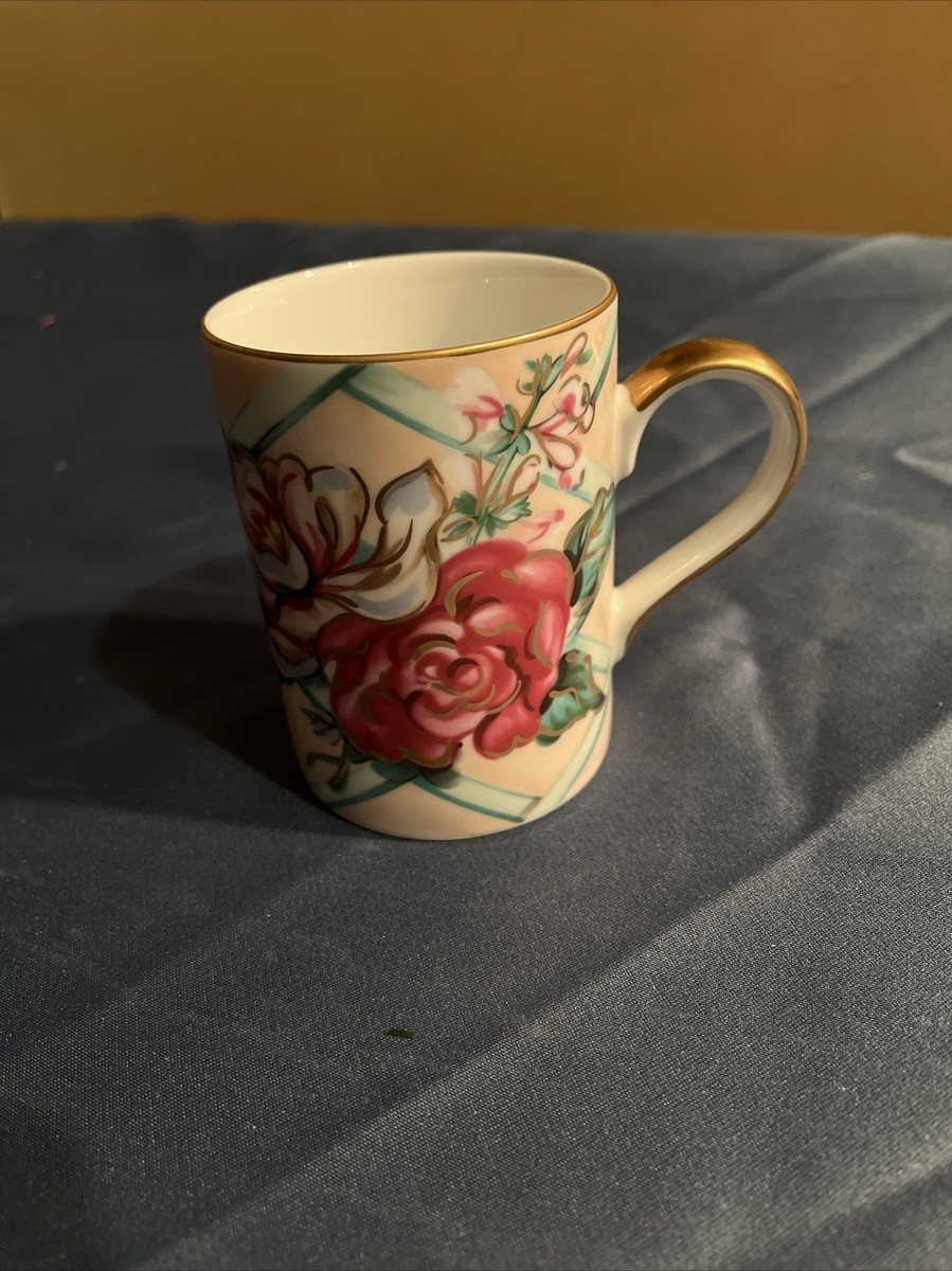 Fritz & Floyd / fine porcelain 10 oz mug/ Floral Treillage/442