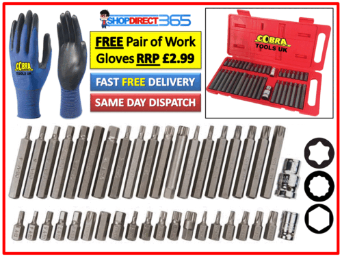 NEW 40 PIECE TORX STAR SPLINE HEX SOCKET BIT SET TOOL KIT GARAGE EQUIPMENT 4-15