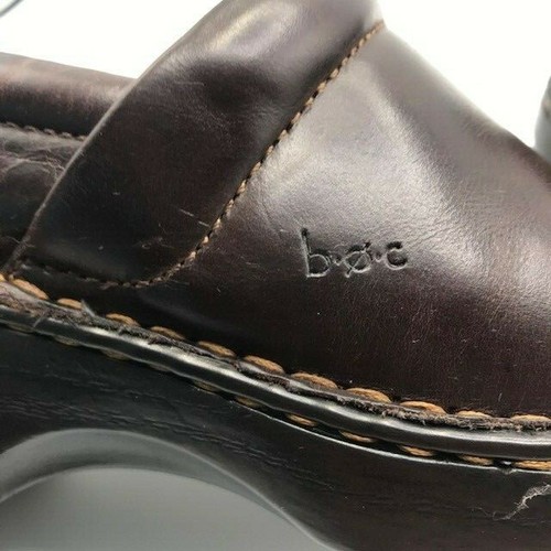 BOC Women's Shoes 8.5 Brown Leather Slip on Clogs Closed Back Comfort