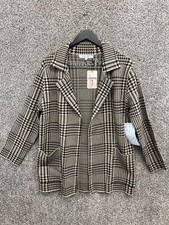 Sweet Rain Knit Cardigan Blazer Brown Ivory H...