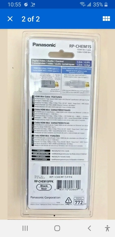 DisplayPort to HDMI Cable 4K Resolution High Speed DP to HDMI Cord 4.9ft&6.5ft - Image 2 of 2