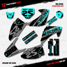 Gray & Cyan Slick Camo Racing Graphics Kit fits Honda CRF150 03-07 CRF 150 Decal