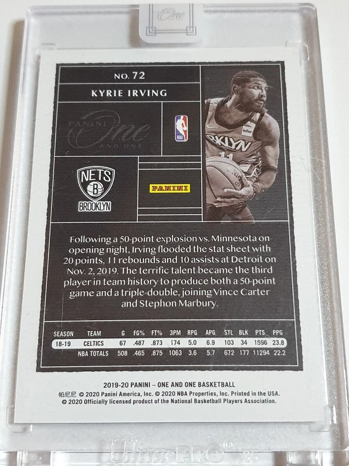 2019 Panini One and One Kyrie Irving #72 HOLO /99 - Panini Factory Sealed - Image 3 of 3