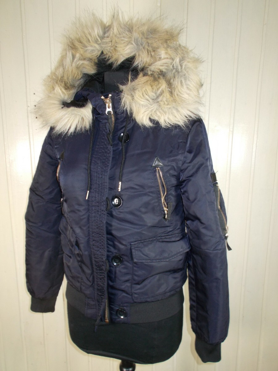 Veste doudoune très chaude bleu PIMKIE XS 34/36 bonne capuche