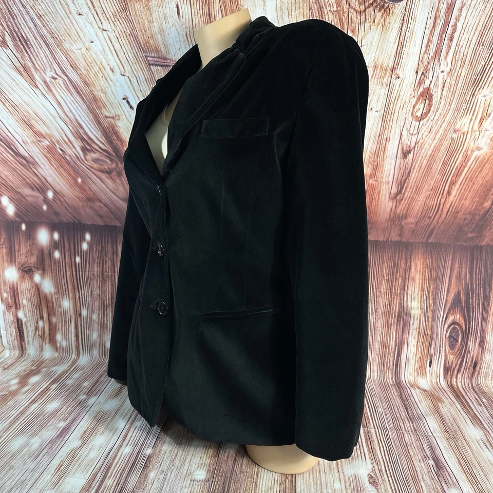Vintage Liz Sport Size 8 Black Velvet Blazer Suit Coat Jacket Whimsigoth Witchy - Image 4 of 4