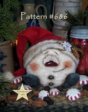 Patti's Ratties Primitive Christmas Snowman Snowflake Doll Paper Pattern 686