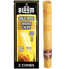 BLUUM | Gold Rose Cone | Banana Cream | Flower Petal Prerolled Cone | 2 Rolls