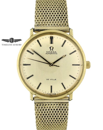 Vintage 1968 OMEGA De Ville 165.033 14k Gold Shell 35mm Silver Dial  Automatic | eBay