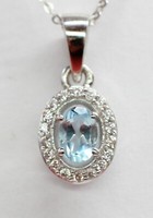 Edle 0,7 Carat Blautopas AnhäNger 925 Silber Collier Kette Sky Blue Topas Himmel