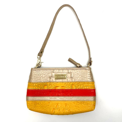 Brahmin Anytime Mini in Vineyard Fizz Croc Embossed Leather Metallic Striped