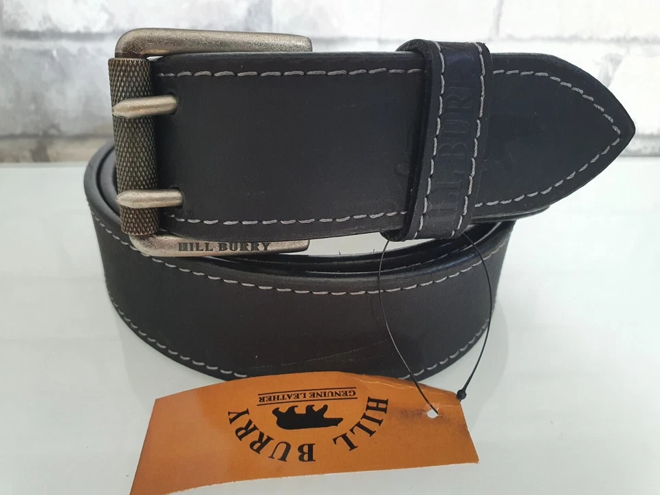 HILL BURRY Herren Damen Gürtel echt Leder 4 cm Jeansgürtel Anzugsgürtel schwarz