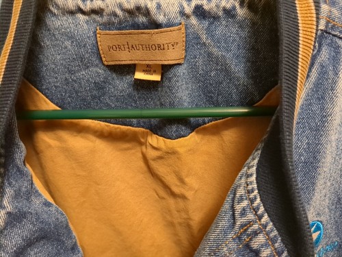 Vintage Port Authority Men"s size XL BOMBER varsity Denim Jean Jacket - Picture 10 of 12