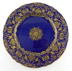 Antique Crown Staffordshire Cobalt Blue Gold Scrolls Dinner Plate VERY GOOD COND