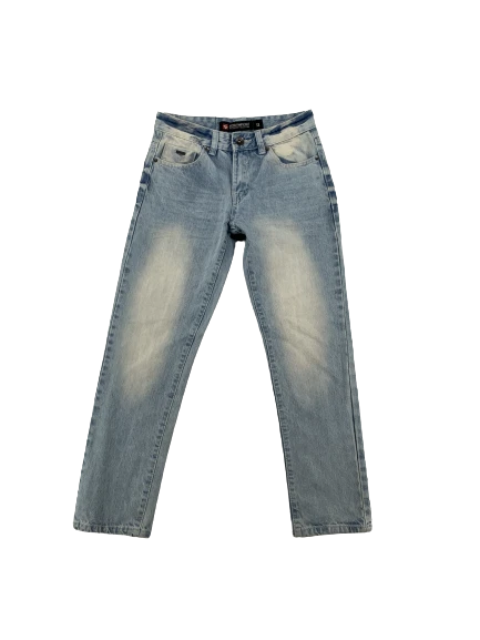 Pantalones de mezclilla South Pole para niñas talla 12 pierna recta lavado claro 100 % algodón azul Foto 3 de 4