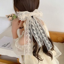 Lace Embroidery Bow Hair Clip Ladies Three-layer Mesh Lace Bows Barrettes Sweet