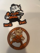  2 Cleveland Browns Vintage Embroidered Iron On Patch Lot 3" X 3"  3  X 2.5  