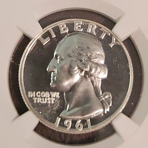 1961 Washington Quarter 25c, NGC PF 67 Cameo - Nice White Coin