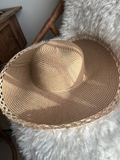 Womens Sun Straw Paper Hat W/Pearl Embellishment , Adjustable