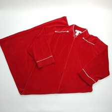 Vintage Christian Dior Red Velour Zip Robe Luxury Loungewear Large