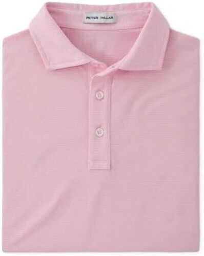 NWT Men's Large Peter Millar Polo Shirt Crown Pink 2 Button Golf LG L  New  $125 - Afbeelding 1 van 4