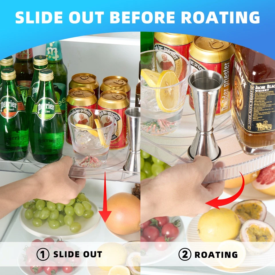 Clear Lazy Susan Rotating Turntable Spicy Rack Fridge Organiser 16" - Image 2 of 4