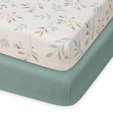 Muslin Mini Crib Sheets, Pack and Play Mattress Sheets Fitted for Pack N Play...