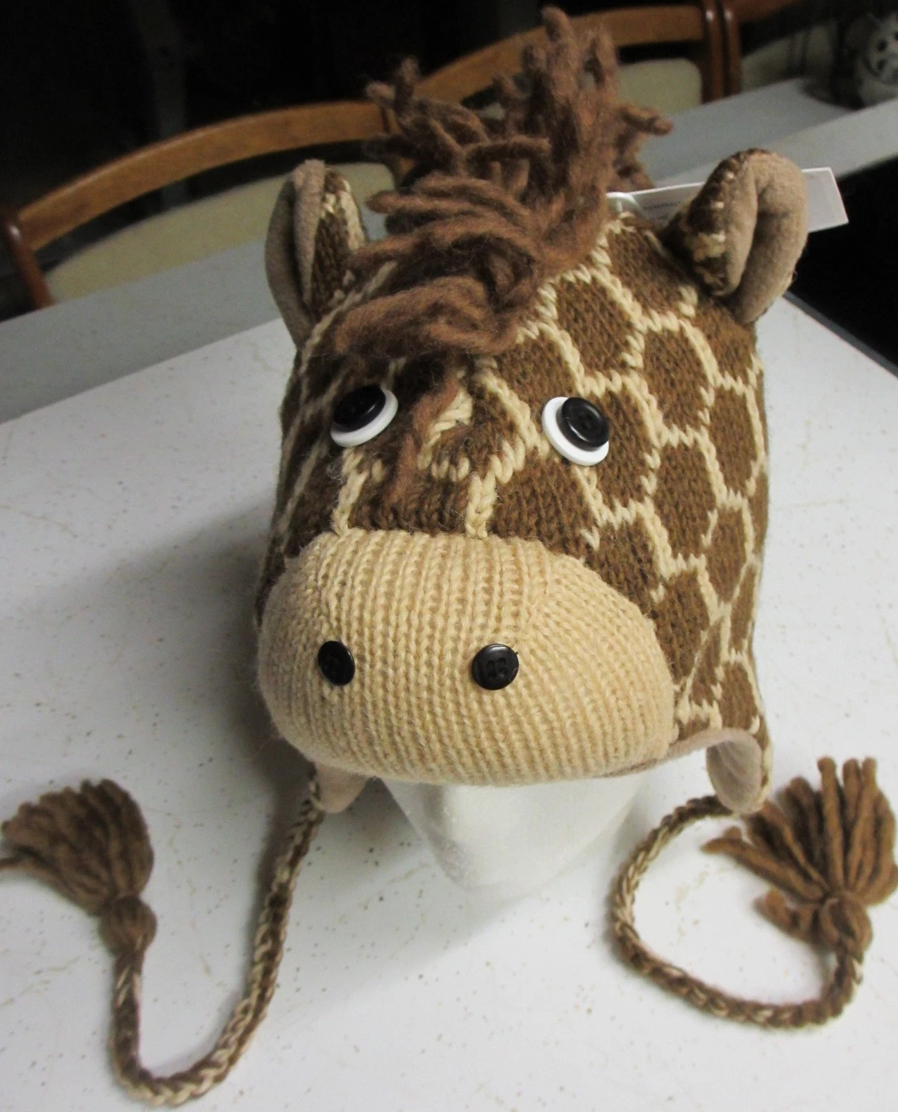 GIRAFFE HAT knit FLEECE LINED ski cap ADULT mens womens animal costume delux NEW