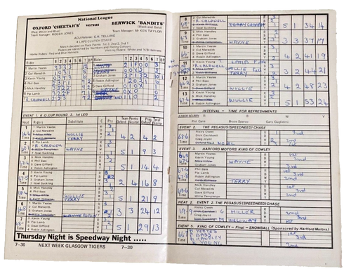 Oxford Cheetahs v Berwick Bandits programma Speedway 28/7/77 - Foto 3 di 5