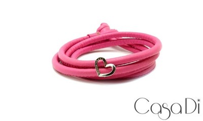 Capolavoro Wickellederarmband mit Herz aufzieher 750 18K Weißgold