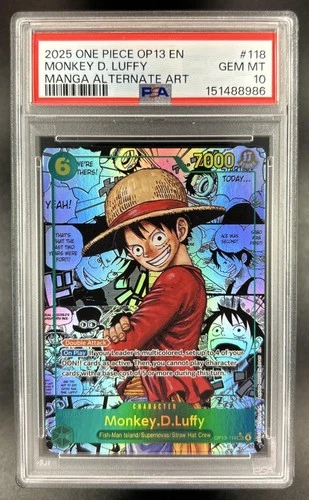 2025 One Piece Carrying On His Will Monkey D Luffy Manga Alt Art OP13-118 PSA 10