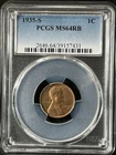 1935-S 1C RB Lincoln Wheat One Cent  PCGS MS64RB  39157431