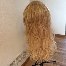 Human Hair Blend Lace Front So Soft Golden Blonde 28  Wavy Combs And Band 260