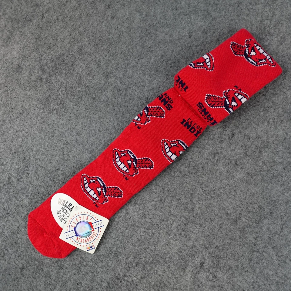 Винтажные мужские носки Cleveland Indians размер 9–11 красные бейсбольные тапочки MLB 90-е - Изображение 3 из 4