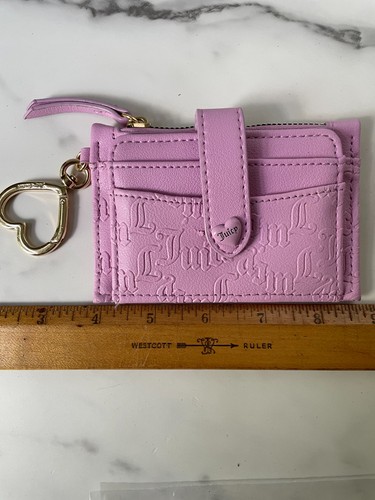 Juicy Couture Geldbörse Münzkarten Portemonnaie Rosa Damen Logo Gold Herz Hänger