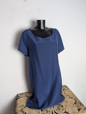 Rous ILand Royal Navy Blue Satin touch 100% Silk Dress L