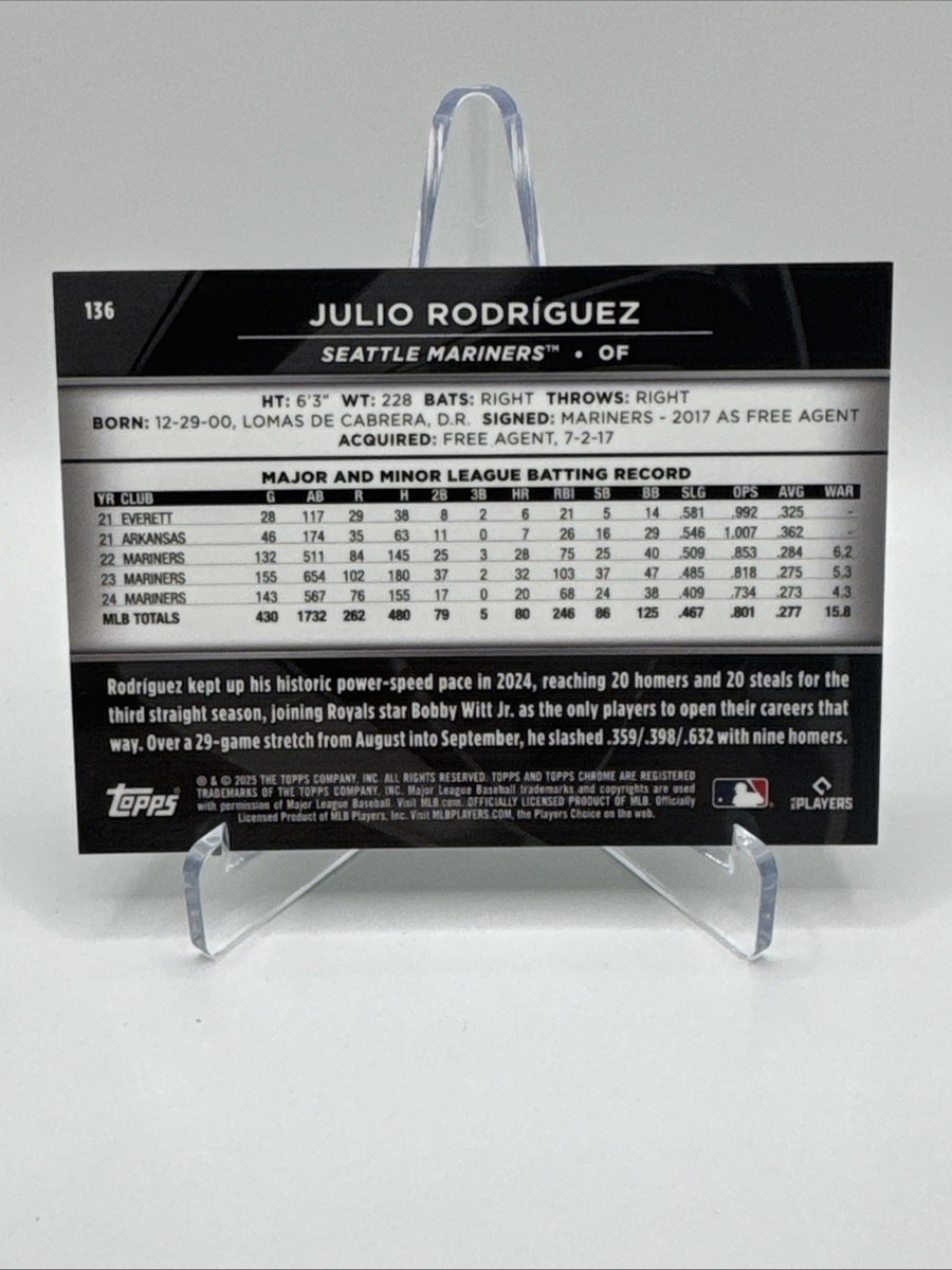 2025 Topps Chrome Black Julio Rodriguez Green Wave Refractor