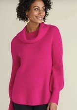 Soft Surroundings Fuschia 100% Cashmere Rib-K...