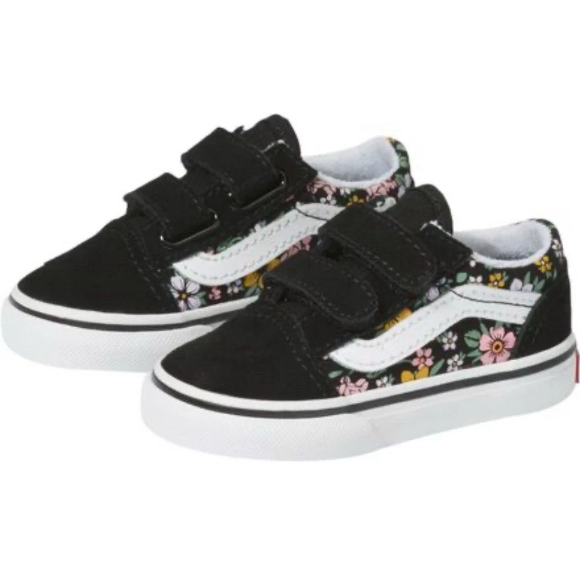 ZAPATILLAS VANS OFF THE WALL NIÑO TALLA 8 NEGRAS GAMUZA LONA FLORAL FÁCILES DE PONER Foto 4 de 4