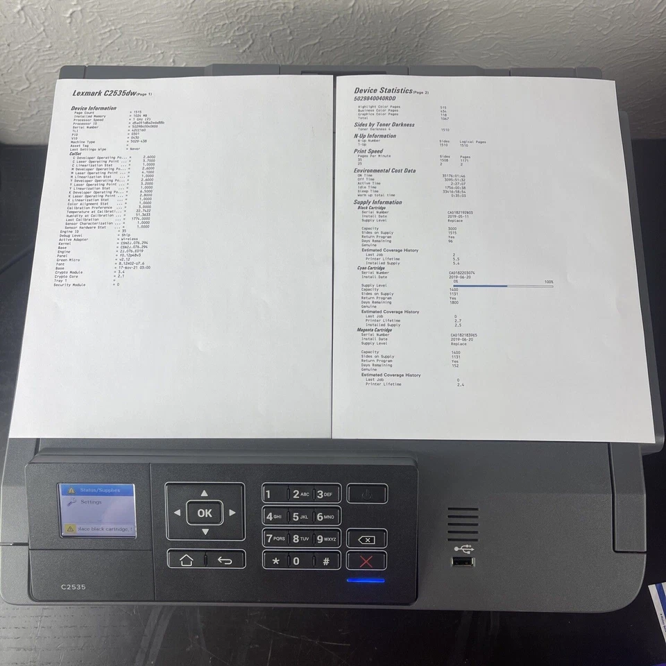 Lexmark C2535 Laser Color Printer Network Wifi & USB Page Count 1515 - Image 2 of 4